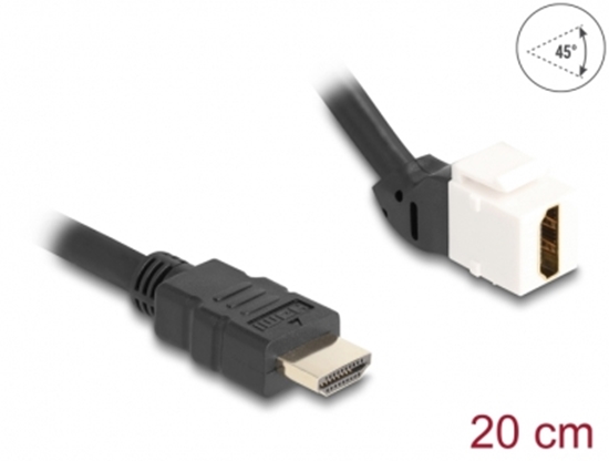 Picture of Delock Keystone Module Cable HDMI male to female 45° angled 8K 60 Hz 20 cm black