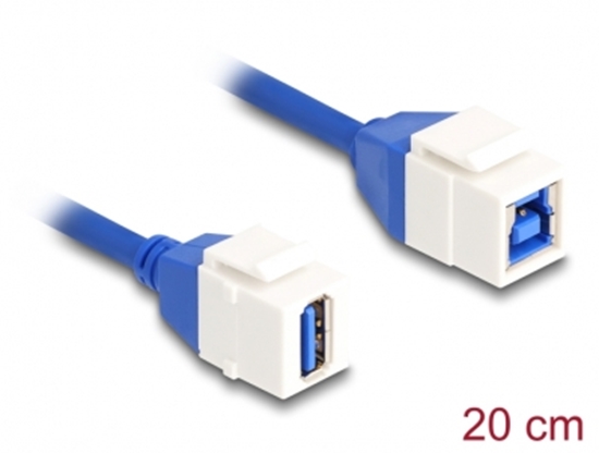 Picture of Delock Keystone Module Cable USB 5 Gbps Type-A female to USB Type-B female 20 cm blue