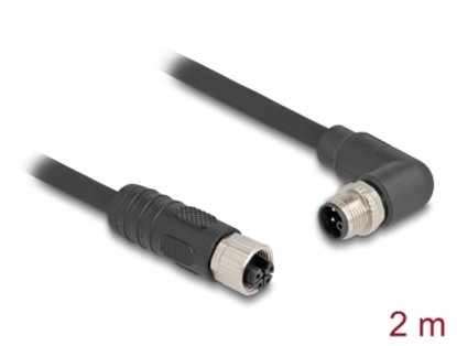 Изображение Delock M12 Cable L-coded 4 pin male right angled to female straight PUR suitable for drag chains 2 m black