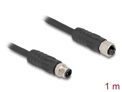 Attēls no Delock M12 Cable L-coded 4 pin male to female PUR suitable for drag chains 1 m black