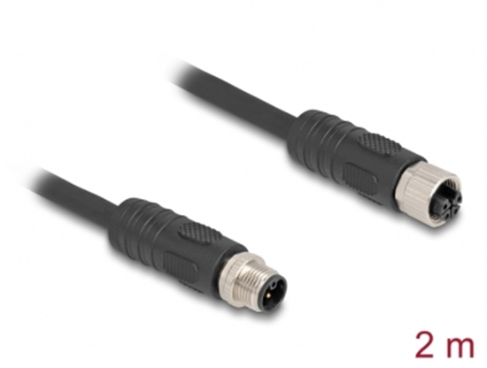 Picture of Delock M12 Cable L-coded 4 pin male to female PUR suitable for drag chains 2 m black