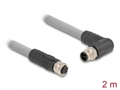 Attēls no Delock M12 Cable L-coded 5 pin male right angled to female straight PUR suitable for drag chains 2 m grey