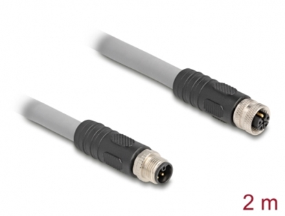 Attēls no Delock M12 Cable L-coded 5 pin male to female PUR suitable for drag chains 2 m grey