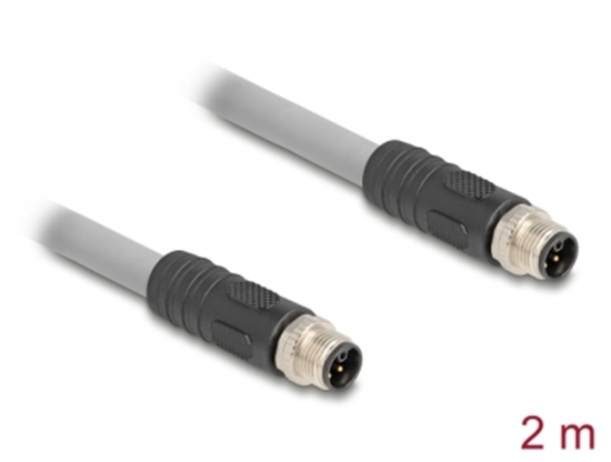 Picture of Delock M12 Cable L-coded 5 pin male to male PUR suitable for drag chains 2 m grey