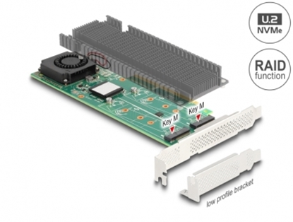 Picture of Delock PCI Express x8 Card to 2 x internal NVMe M.2 Key M with RAID - Low Profile Form Factor