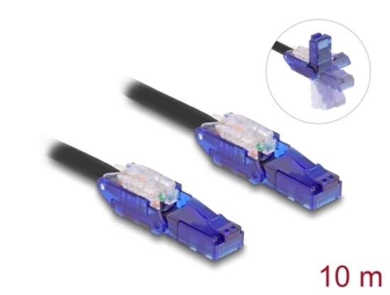 Picture of Delock RJ45 Network Cable Cat.6 UTP with 180° angled plugs black 10 m