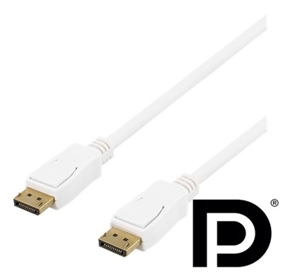 Attēls no DELTACO „DisplayPort“ laidas, 2 m, 4K UHD, DP 1.2, baltas „DisplayPort“ laidas su DP 1.2, skirtas pr