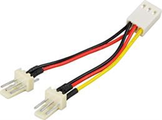 Picture of DELTACO adapter cable for 3-pin fans, Y-cable 2-1 Branches out a standard 3-pin female to two 3-pin