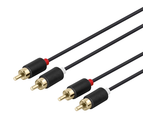 Picture of DELTACO audio cable, 2xRCA, gold-plated connectors, 5m, blackAudio cable for connecting left / rig