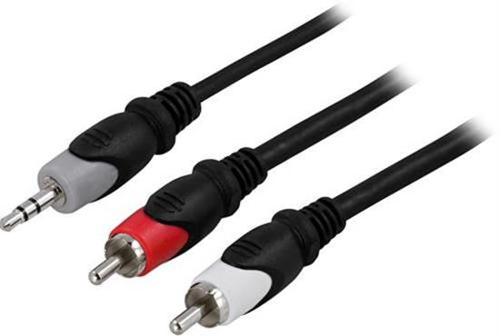 Picture of DELTACO audio cable, 3.5mm ha - 2xRCA have 10m Common stereo cable for example. connect 2 speakers (