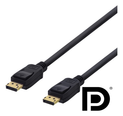 Attēls no DELTACO DisplayPort kabelis, 1m, 4K UHD, DP 1.2, juodasDisplayPort kabelis su DP 1.2, skirtas dvie