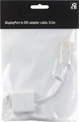 Attēls no DELTACO DisplayPort to DVI-D Single Link Adapter, FullHD in 60Hz, 9Gb / s, 0.2m, white, 20-pin ha -