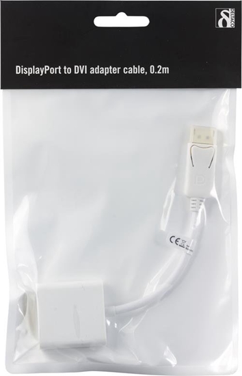 Picture of DELTACO DisplayPort to DVI-D Single Link Adapter, FullHD in 60Hz, 9Gb / s, 0.2m, white, 20-pin ha -