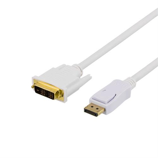 Picture of DELTACO DisplayPort to DVI-D Single Link Monitor Cable, Full HD in 60Hz, 1m, white, 20-pin ha - 18 +