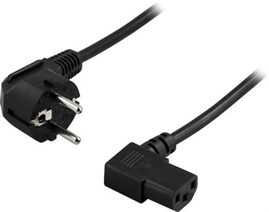 Picture of DELTACO grounded appliance cable for connection between unit and wall socket, angled CEE 7/7 to angl