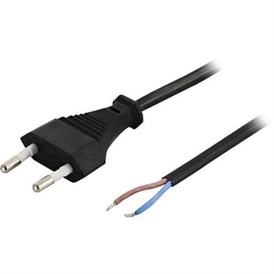 Picture of DELTACO grounded device cable, straight CEE 7/16 to open end , max 250V / 2.5A, 2m, blackColor    Bl