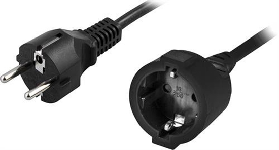 Picture of DELTACO grounded extension cable straight CEE 7/7 to straight CEE 7/4 (Schuko), 10m , blackCharacter