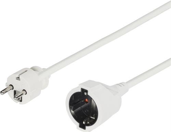 Picture of DELTACO grounded extension cable, 1xCEE 7/7, 1xCEE 7/4 (Schuko), grip-friendly , 5m , whiteExtension