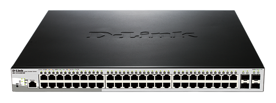 Picture of D-Link | Metro Ethernet Switch | DGS-1210-52MP/ME | Managed L2 | Rack mountable | Gigabit Ethernet (copper) ports quantity 48 | SFP ports quantity 4 | Power over Ethernet (PoE) ports quantity 40 | PoE/Poe+ ports quantity 8 | Power supply type Single | 24 