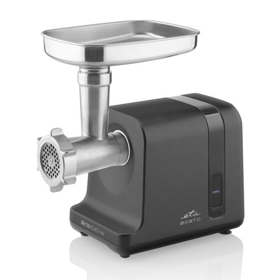 Изображение ETA | Meat grinder | ETA607590000 Besto | Black/Stainless Steel | 2500 W | Number of speeds 1 | Throughput (kg/min) 2.9 | Sausage stuffing, fine grinding, coarse grinding, medium grinding, grating, fruit press