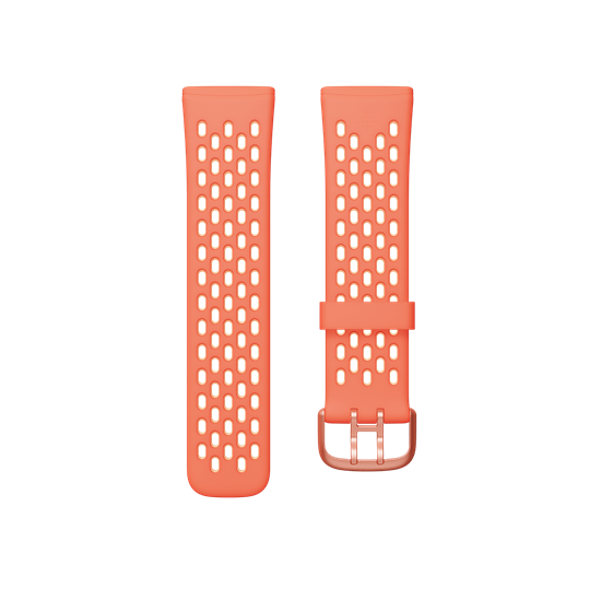 Picture of Fitbit | Versa 3/Sense Sport Band, Melon/Rose - Large | Breathable Water-Resistant Silicone | Stylish Two-Tone Design; Double Aluminum Buckle