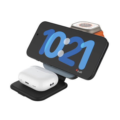 Attēls no Fixed | MagFlex Alu Foldable magnetic wireless charging stand 3in1 | FIXMFLE-AL-GR