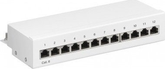 Изображение Goobay CAT 6 panel krosowy mini/biurkowy, 12 portów - Wersja kolorystyczna Biały