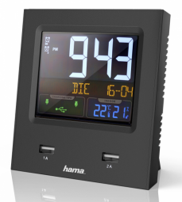 Picture of Hama Dual-USB Radio Alarm Clock with LED Colour Display and USB Charging function