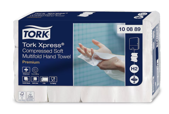 Picture of Hand towel sheets Tork Xpress Soft Multifold H2, 2 l.,225 sheets.,22.2x24cm, Z, 12pcs