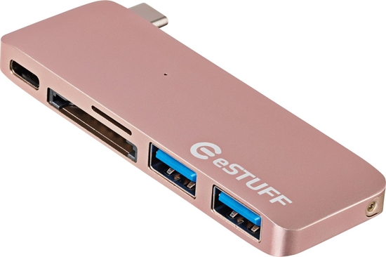 Picture of HUB USB eStuff 1x SD 1x microSD  + 3x USB-A  (ES84121-ROSE)