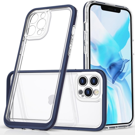 Изображение Hurtel Clear 3in1 etui do iPhone 12 Pro żelowy pokrowiec z ramką niebieski