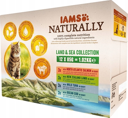 Attēls no IAMS IAMS Naturally Adult zestaw smaków morskch i mięsnych 12x85g kot