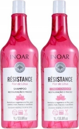 Attēls no Inoar INOAR Resistance Flor de Lotus Duo Kit - plaukus drėkinantis priemonių rinkinys 2x1000 ml