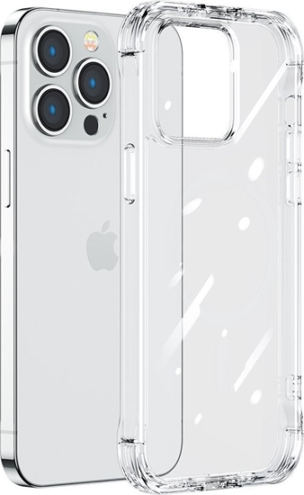 Изображение Joyroom Joyroom Defender Series etui pokrowiec do iPhone 14 Plus pancerna obudowa z haczykami podstawką przezroczysty (JR-14H3)