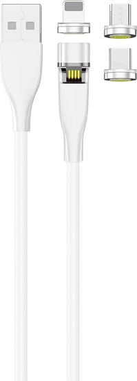 Изображение Kabel USB 2GO USB-A - USB-C + micro-B + Lightning Biały (797317)