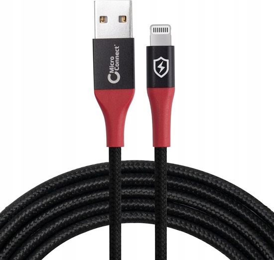 Изображение Kabel USB MicroConnect Lightning - USB-A 1.5 m Czarny (Safe Charge USB-A to)