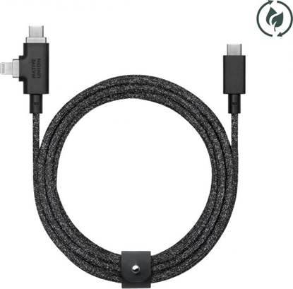 Attēls no Kabel USB Native Union USB-C - USB-C + Lightning 2.4 m Czarny (BELT-PROCCL-COS-NP)