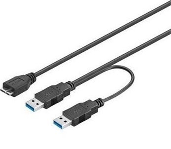 Picture of Kabel USB PremiumCord 2x USB-A - micro-B 0.3 m Czarny (ku3y01)