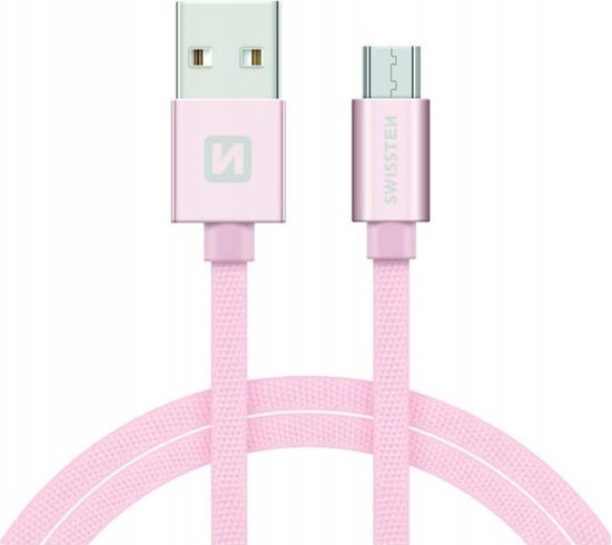 Изображение Kabel USB Swissten USB-A - micro-B 1.2 m Różowy (71522205)