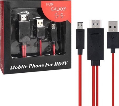 Attēls no Kabel USB Vega microUSB - HDMI 2 m Czarno-czerwony (24695)