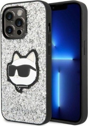 Picture of Karl Lagerfeld Etui Karl Lagerfeld KLHCP14LG2CPS Apple iPhone 14 Pro srebrny/silver hardcase Glitter Choupette Patch