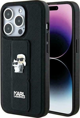 Изображение Karl Lagerfeld Karl Lagerfeld KLHCP13XGSAKCPK iPhone 13 Pro Max 6.7" czarny/black hardcase Gripstand Saffiano Karl&Choupette Pins