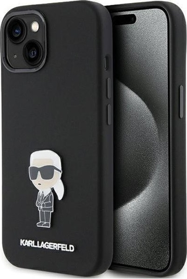 Изображение Karl Lagerfeld Karl Lagerfeld KLHCP15SSMHKNPK iPhone 15 6.1" czarny/black Silicone Ikonik Metal Pin