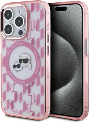 Attēls no Karl Lagerfeld Karl Lagerfeld KLHMP15LHMCKMHP iPhone 15 Pro 6.1" różowy/pink IML Monogram Karl&Choupette Head MagSafe