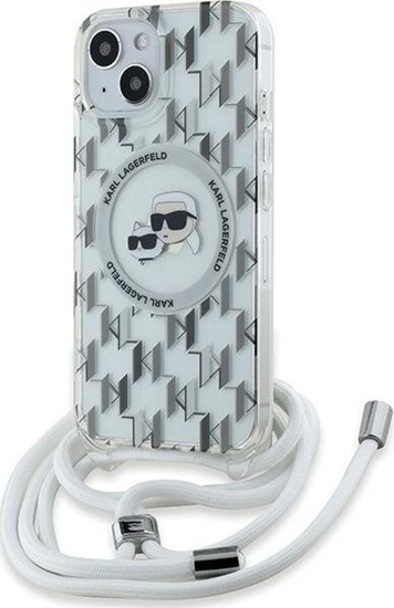 Picture of Karl Lagerfeld Karl Lagerfeld KLHMP15SHCKCKLCT iPhone 15 / 14 / 13 6.1" transparent hardcase IML Crossbody Monogram Karl & Choupette Head MagSafe