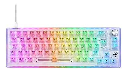 Attēls no Klaviatūra DELTACO GAMING GAM-160-T-US, mechaninė, 65%, RGB, US, skaidri