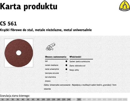 Изображение Klingspor KRĄŻEK ŚCIERNY FIBRA CS561 FI=115 GR.24(45268A) OP.25SZT