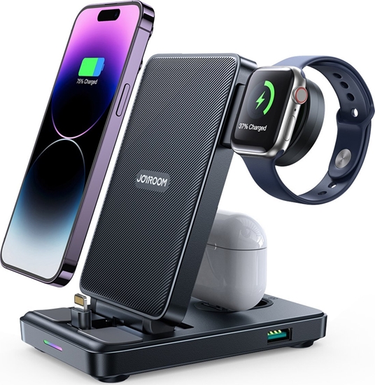 Изображение Ładowarka Joyroom Stacja ładująca 4w1 Joyroom JR-WQS02 iPhone AirPods Apple Watch składana - czarna