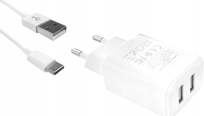 Attēls no Ładowarka MAXXIMUS Ład. sieć. Maxximus Urban 2.1A Type-C, 2xUSB