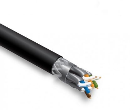 Attēls no LAN Datortīklu kabelis, CAT7 S/FTP outdoor High speed cable/ 10Gbit/ PE jacket | black | 500m